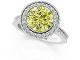 White gold Halo Fancy Yellow Round -Cut Diamond Pave Band Milgrain Prong Setting Ring_35