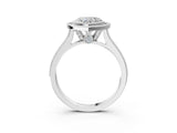 White gold Halo Heart-Cut Diamond Pave Band Milgrain Prong Setting Ring_52