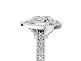 White gold Halo Heart-Cut Diamond Pave Band Milgrain Prong Setting Ring_54