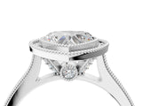 White gold Halo Heart-Cut Diamond Pave Band Milgrain Prong Setting Ring_56