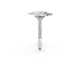 White gold Halo Marquise-Cut Diamond Pave Band Milgrain Prong Setting Ring_51