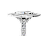 White gold Halo Marquise-Cut Diamond Pave Band Milgrain Prong Setting Ring_54