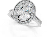 White gold Halo Oval-Cut Diamond Pave Band Milgrain Prong Setting Ring_50