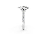 White gold Halo Oval-Cut Diamond Pave Band Milgrain Prong Setting Ring_51