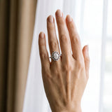 White gold Halo Oval Diamond Milgrain Infinity Band with Four-Prong Setting_6