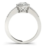 White gold Halo Pear Cut Diamond Pavé Band with Three-Prong Setting 2