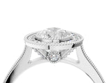 White gold Halo Pear-Cut Diamond Pave Band Milgrain Prong Setting Ring_106