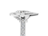 White gold Halo Pear-Cut Diamond Pave Band Milgrain Prong Setting Ring_107