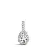 White gold Halo Pear Cut Diamond Pendant with Prong Setting 1