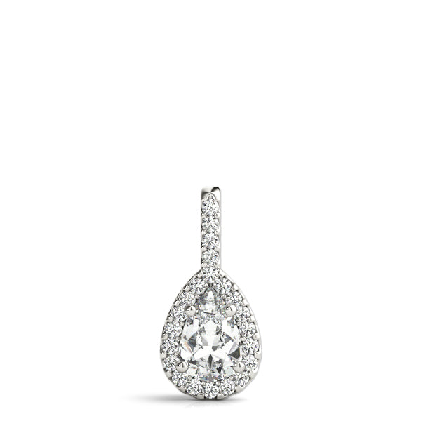 Silver Halo Pear Cut Diamond Pendant with Prong Setting
