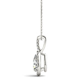 White gold Halo Pear Cut Diamond Pendant with Prong Setting 2