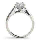 White gold Halo Pear Cut Solitaire Diamond Ring with Prong Setting 2