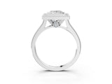 White gold Halo Princess-Cut Diamond Pave Band Milgrain Prong Setting Ring_50
