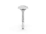 White gold Halo Princess-Cut Diamond Pave Band Milgrain Prong Setting Ring_51