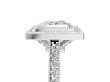 White gold Halo Princess-Cut Diamond Pave Band Milgrain Prong Setting Ring_52