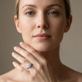 White gold Halo Princess Cut Split Shank Diamond Ring with Four-Prong Setting_22