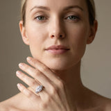 Silver Halo 2.03 Carat D VVS2 Princess Cut Split Shank Diamond Ring with Four-Prong Setting