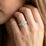 White gold Halo Princess Cut Split Shank Diamond Ring with Four-Prong Setting_23