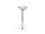 White gold Halo Radiant-Cut Diamond Pave Band Milgrain Prong Setting Ring_57
