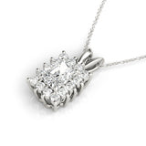 White gold Halo Radiant Cut Diamond Pendant with Prong Setting 1