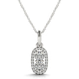 White gold Halo Round Brilliant Double Stone Pendant