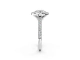 White gold Halo Round-Cut Diamond Pave Band Milgrain Prong Setting Ring_88