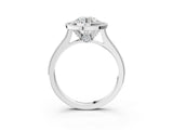 White gold Halo Round-Cut Diamond Pave Band Milgrain Prong Setting Ring_89