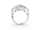 Silver Halo 1.03 Carat F VS1 Round Cut Diamond Ring with Pavé Band and Four-Prong Setting