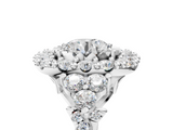 Silver Halo 1.03 Carat F VS1 Round Cut Diamond Ring with Pavé Band and Four-Prong Setting