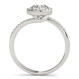 White gold Halo Round Cut Twisted Band Pavé Setting Ring 1