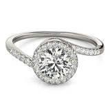 White gold Halo Round Cut Twisted Band Pavé Setting Ring 2