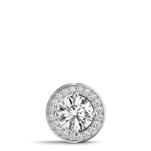 White gold Halo Round Diamond Four-Prong Pendant 1