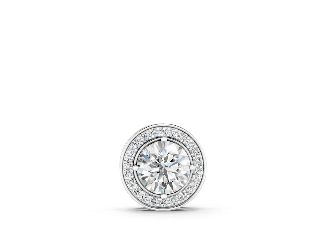 White gold Halo Round Diamond Four-Prong Pendant_8