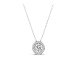 White gold Halo Round Diamond Four-Prong Pendant_9