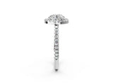 10K White Gold 0.69 Carat E VVS2 Round Diamond Pavé Halo Ring with Four-Prong Setting