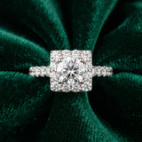 White gold Halo Round Diamond Pave Band Prong Setting Ring_9