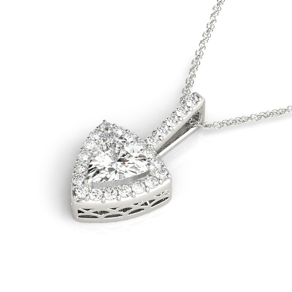 White gold Halo Trillion Prong Pendant 1