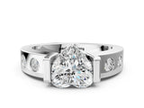 White gold Heart Brilliant Channel-Set Diamond Ring with Bezel Prong Setting_14