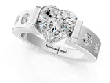 White gold Heart Brilliant Channel-Set Diamond Ring with Bezel Prong Setting_15
