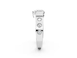 White gold Heart Brilliant Channel-Set Diamond Ring with Bezel Prong Setting_16