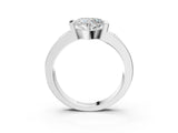 White gold Heart Brilliant Channel-Set Diamond Ring with Bezel Prong Setting_17