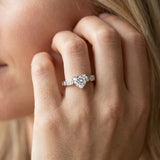 White gold Heart Brilliant Channel-Set Diamond Ring with Bezel Prong Setting_8