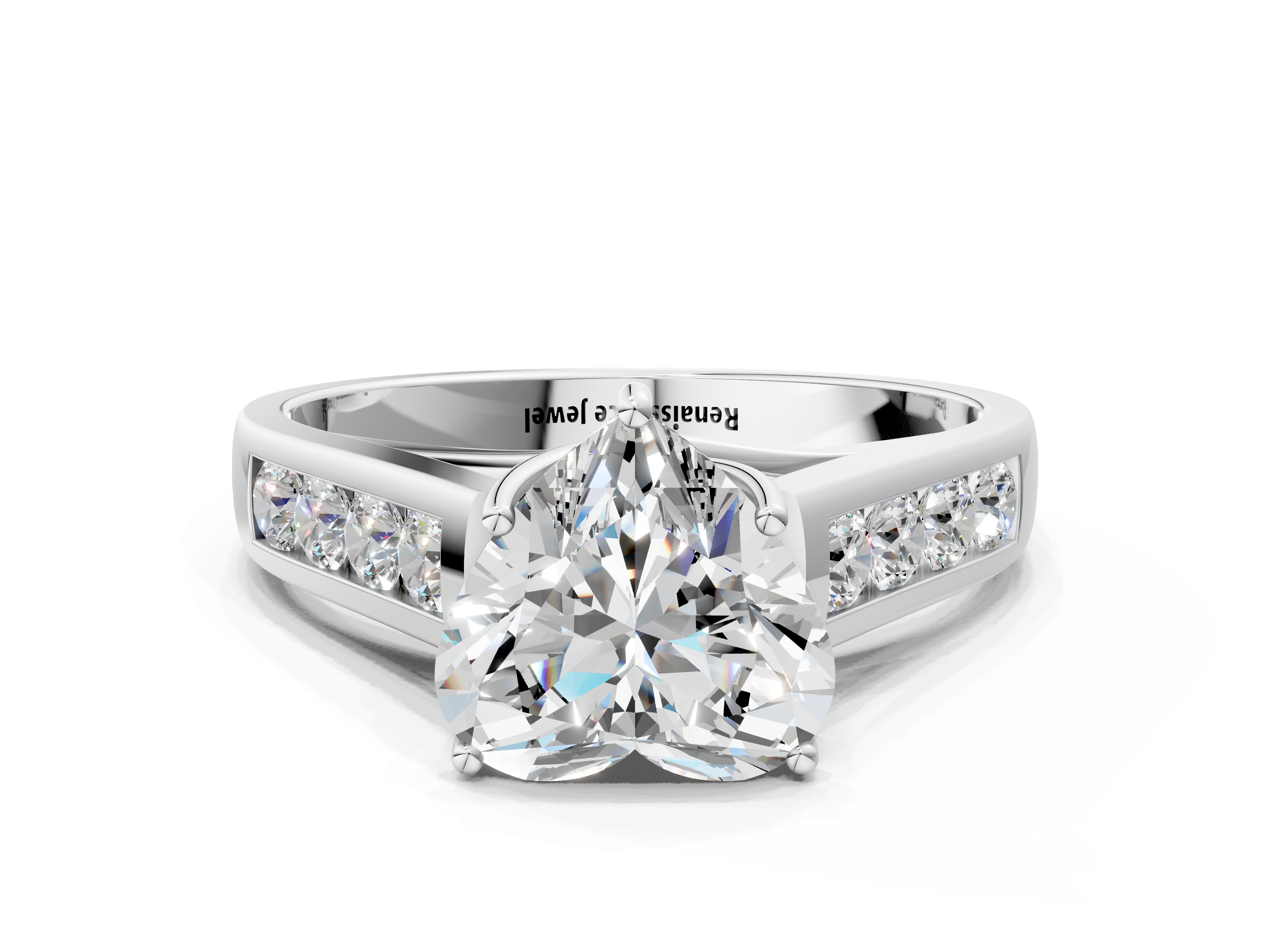 White gold Heart Brilliant Channel-Set Solitaire Ring with Four-Prong Setting_19