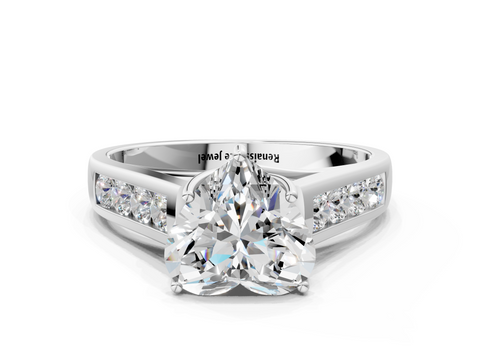White gold Heart Brilliant Channel-Set Solitaire Ring with Four-Prong Setting_19