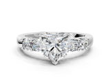 White gold Heart Brilliant Cut Diamond Five-Stone Prong Set Engagement Ring with Channel Band_21