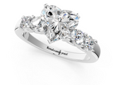 White gold Heart Brilliant Cut Diamond Five-Stone Prong Set Engagement Ring with Channel Band_22