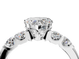 White gold Heart Brilliant Cut Diamond Five-Stone Prong Set Engagement Ring with Channel Band_25