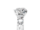 White gold Heart Brilliant Cut Diamond Five-Stone Prong Set Engagement Ring with Channel Band_26