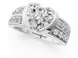 White gold Heart Brilliant Diamond Channel Set Wide Band Ring with Bezel Setting_21