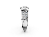 White gold Heart Brilliant Diamond Channel Set Wide Band Ring with Bezel Setting_22